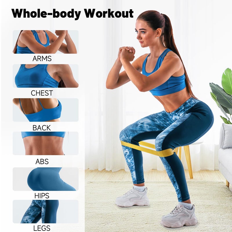 ROSAPOAR Resistance Loop Exercise Bands for Working Out, Fitness Elastic Bands, Workout Bands for Home Gym, Stretching, Yoga, Pilates, Physical Therapy (5pcs Set) - Multicolor - Image 4