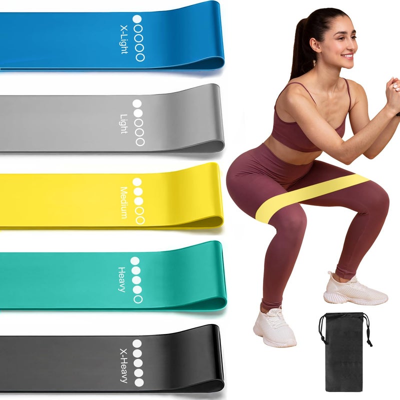 ROSAPOAR Resistance Loop Exercise Bands for Working Out, Fitness Elastic Bands, Workout Bands for Home Gym, Stretching, Yoga, Pilates, Physical Therapy (5pcs Set) - Multicolor - Image 1