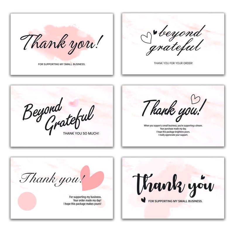 WEIZHEN 240-Count Thank You for Your Order Cards - Thank You For Supporting My Business Cards, 6 Styles - 2" x 3.5" Small Customer Appreciation Cards for Shops, Online Retailers, Business Owners - Image 1