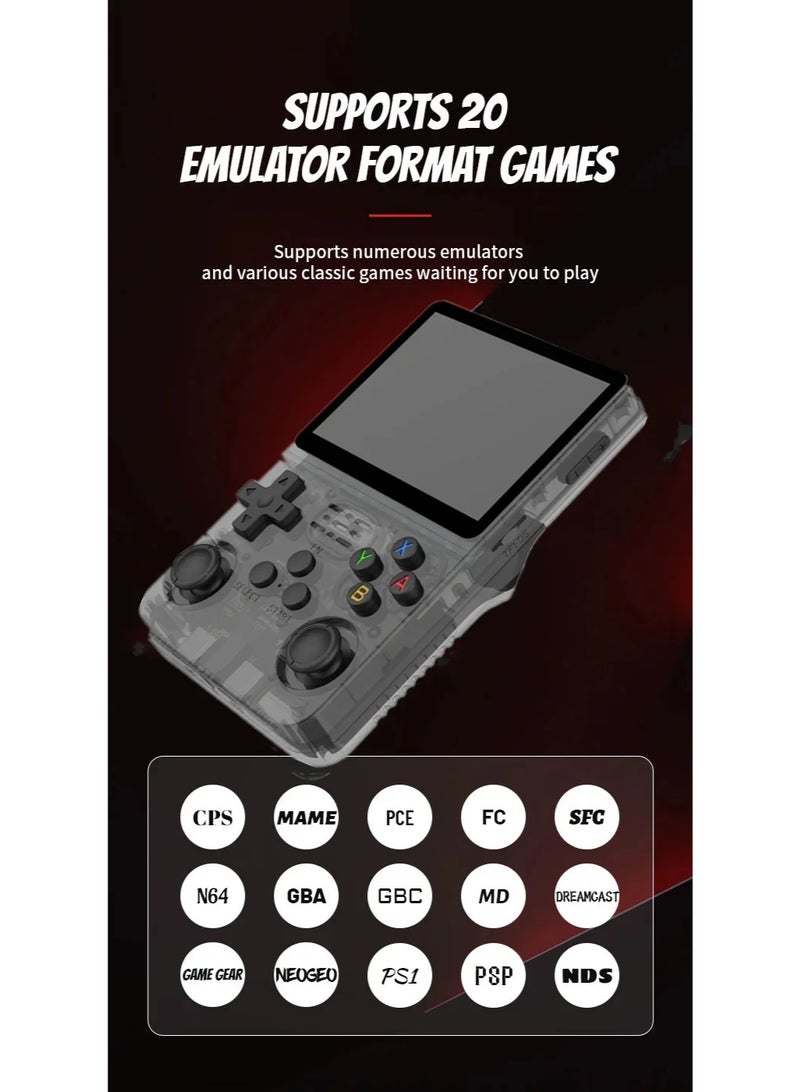 R36S Retro Handheld Gaming Console with 64GB Card – Portable Linux Emulator, 3.5-Inch IPS Screen, Supports Multi-Platform Classic Games, Black - Image 2