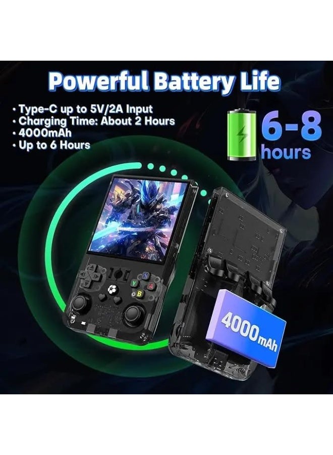 جهاز الألعاب المحمول الكلاسيكي R36MAX – شاشة 4.0 بوصة IPS، بطاقة 64GB، بطارية 4000mAh، أكثر من 30 محاكي، نظام Linux للألعاب الكلاسيكية – أسود - Image 3