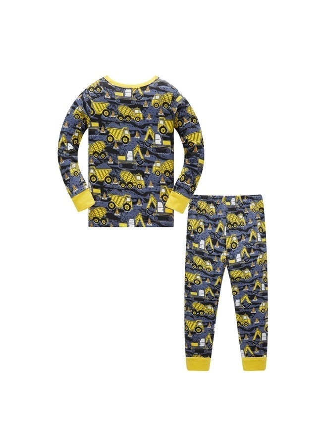 Children's pyjamas and clothing sets featuring excavators, dump trucks, and construction vehicles – two-piece pyjama sets and loungewear - Image 2