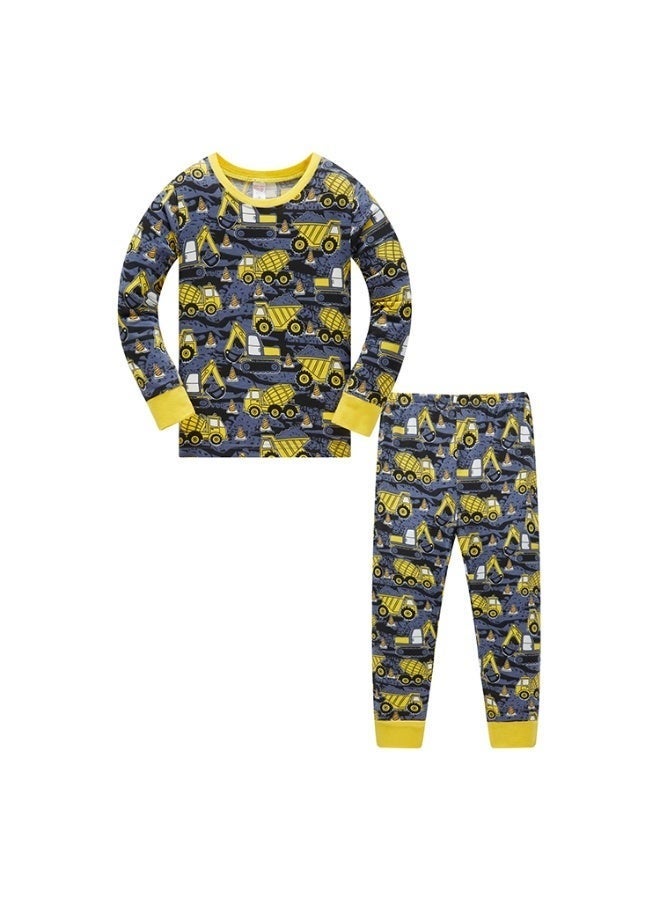 Children's pyjamas and clothing sets featuring excavators, dump trucks, and construction vehicles – two-piece pyjama sets and loungewear - Image 1