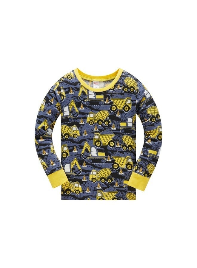 Children's pyjamas and clothing sets featuring excavators, dump trucks, and construction vehicles – two-piece pyjama sets and loungewear - Image 3