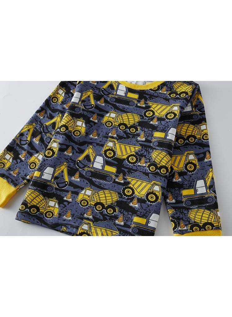 Children's pyjamas and clothing sets featuring excavators, dump trucks, and construction vehicles – two-piece pyjama sets and loungewear - Image 5