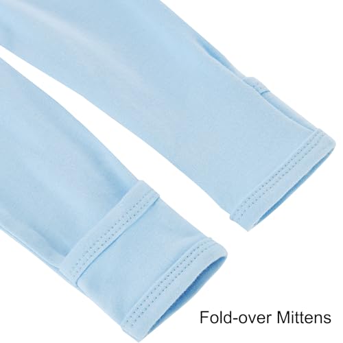 Aablexema Baby Footie Pajamas with Mittens - 3Pcs Infant Cotton Footed One Piece Sleepwear Outfits(Blue/Grey/Stripe,3-6m) - Image 5