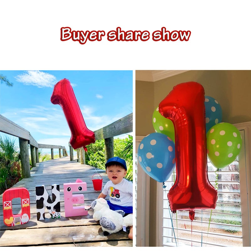CHANGZHONG 40 Inch Red Large Numbers Birthday Party Decorations Helium Foil Mylar Big Number Balloon Digital 1 - Image 4
