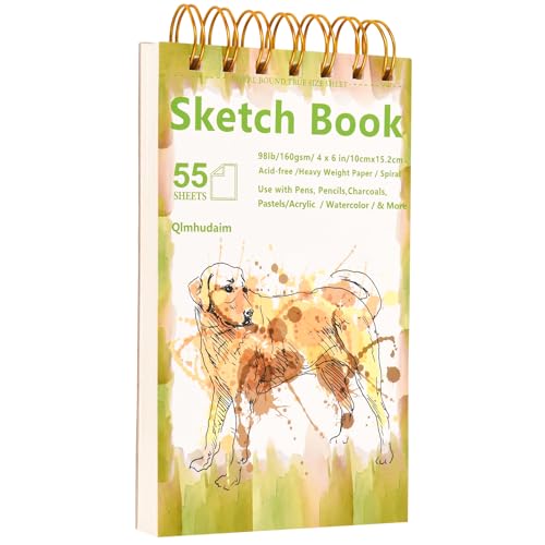 Qlmhudaim Travel Sketchbook | 4x6 Small Sketchbook with Tear Line, 55 Sheets 98lb/160g | for Watercolor & Quick Sketching | Sketch Book for Kids, Adults & Artists - Image 1