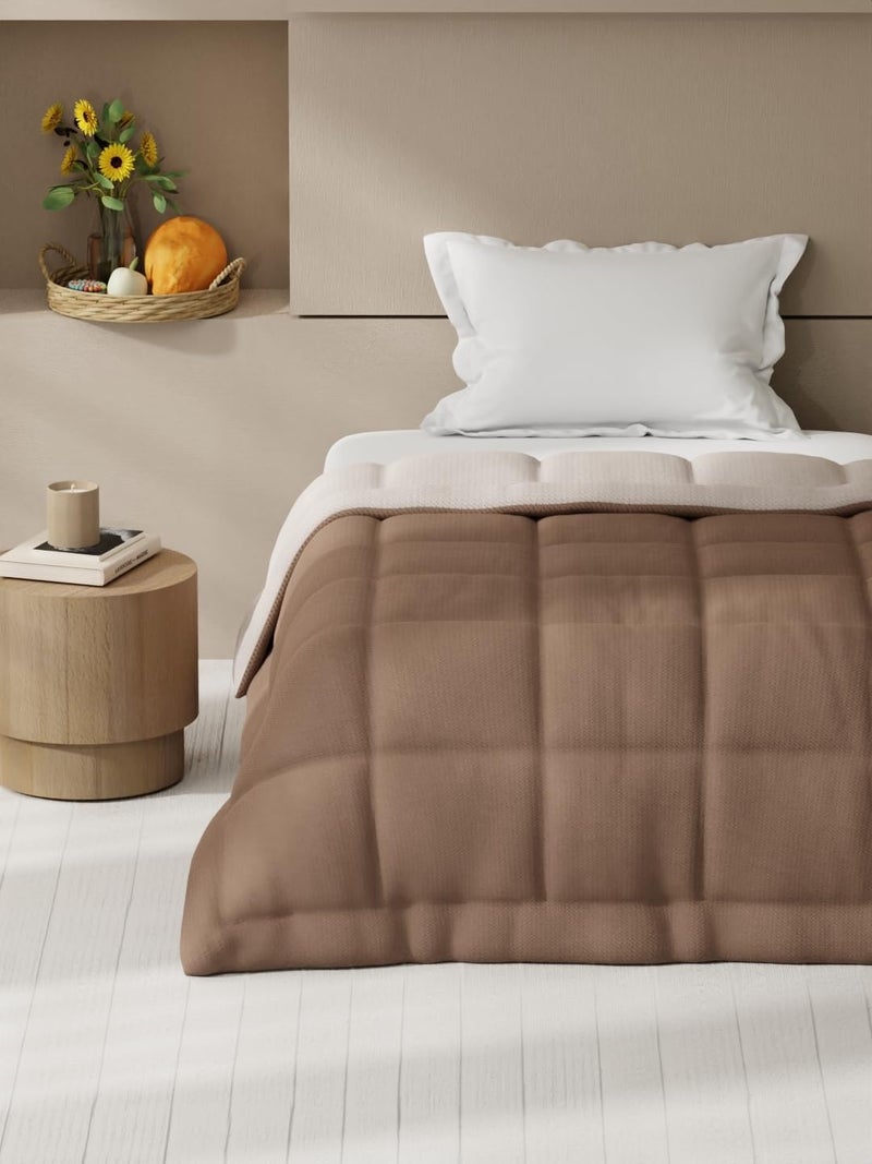 KOPA Ultra Soft Microfiber Reversible Comforter for All Weather -1pc Single (Feather lite) | Reversible Lightweight | Comforter/AC Blanket/Quilt/Duvet for All Weather Reversible-Choco/Peach - Image 2