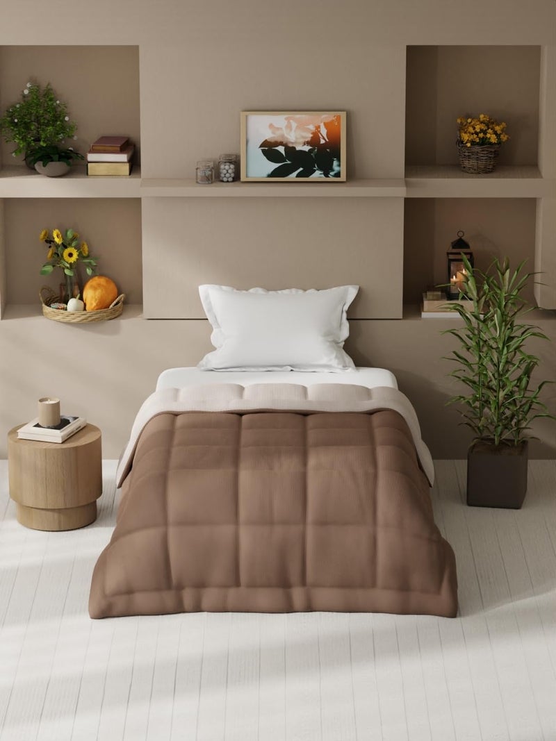 KOPA Ultra Soft Microfiber Reversible Comforter for All Weather -1pc Single (Feather lite) | Reversible Lightweight | Comforter/AC Blanket/Quilt/Duvet for All Weather Reversible-Choco/Peach - Image 1