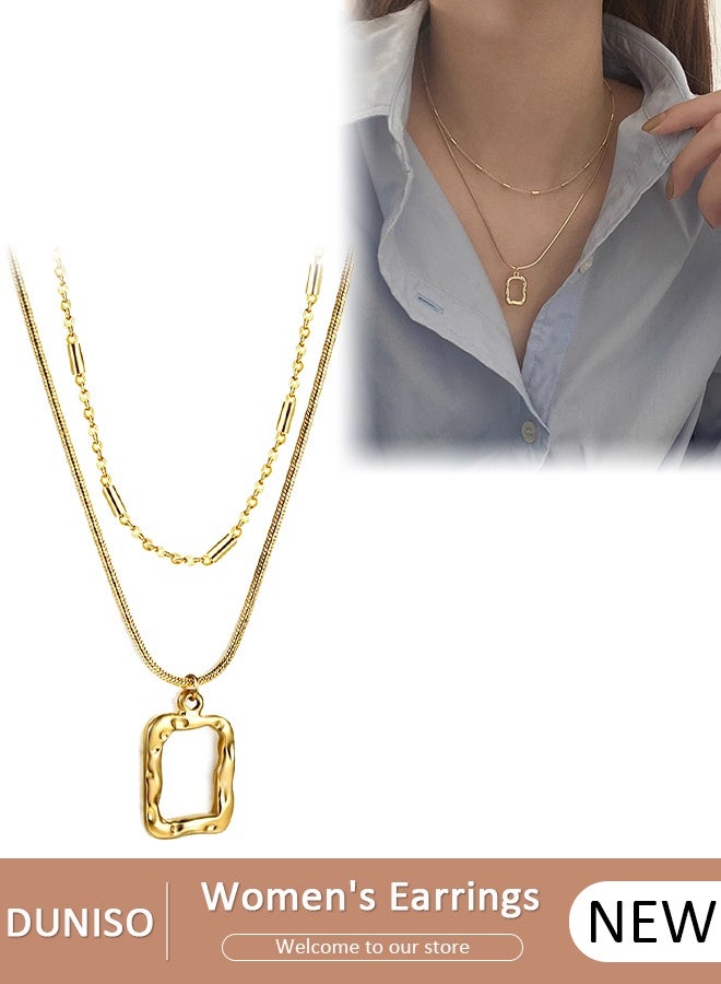 DUNISO قلادة دائرية أنيقة باللون الذهبي وسلسلة الترقوة للنساء هدية مجوهرات للحبيب والصديق - Image 1