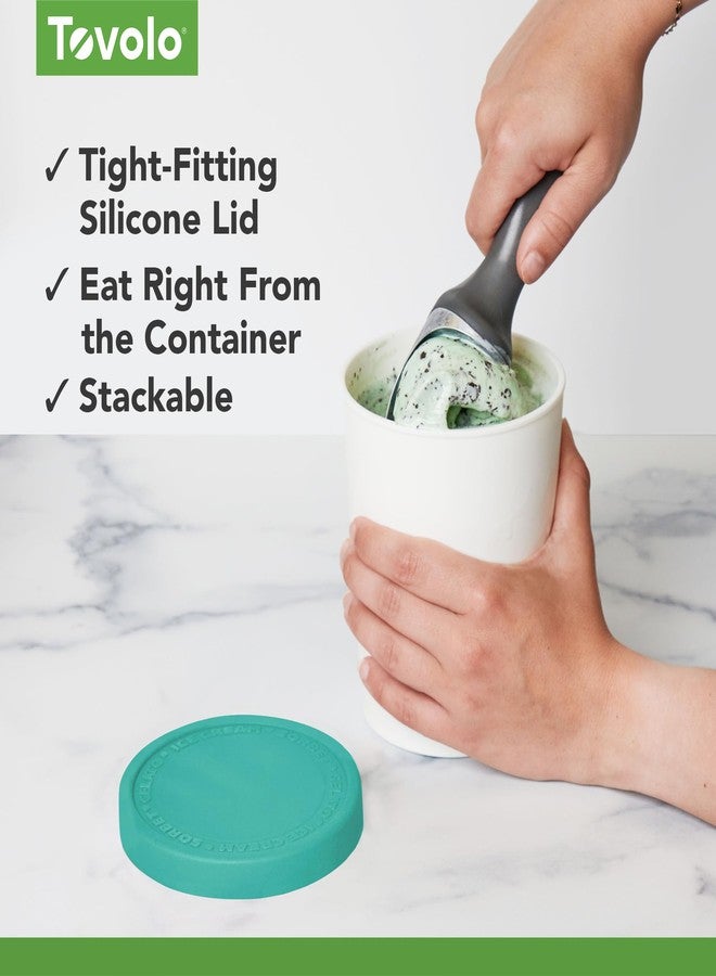 Tovolo 1 Quart Ice Cream Containers with Lid for Homemade Ice Cream Toppings Supplies, Air Tight Silicone Lid Reuseable Ice Cream Storage Dishwasher Safe Frozen Treat Tub, Tropical Breeze - Image 3