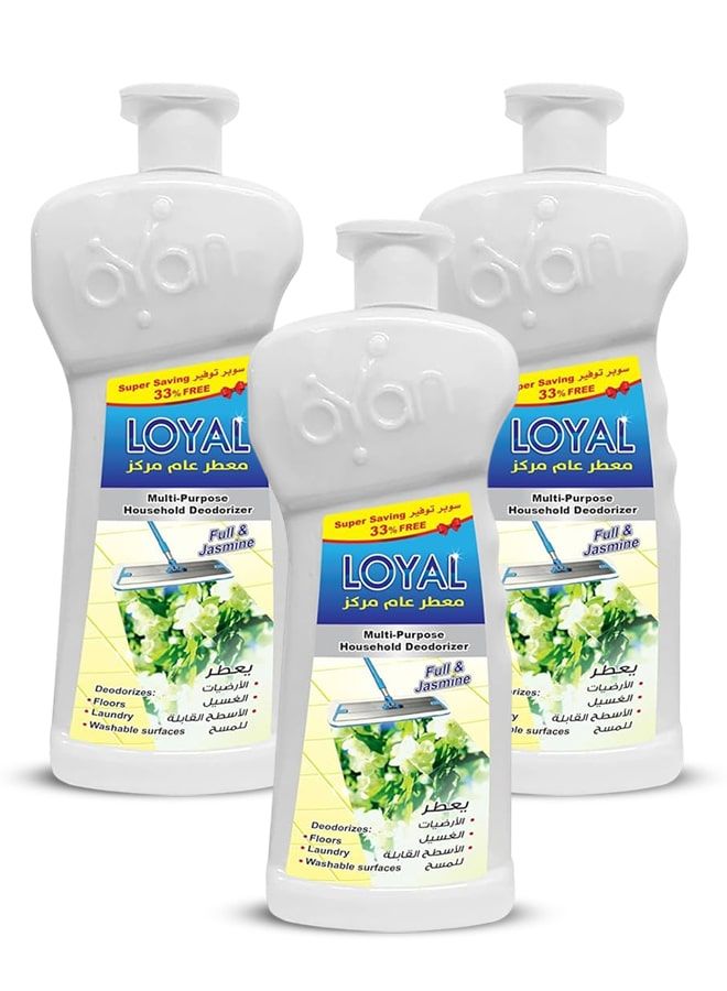 لويال معطر جو منزلي متعدد الاستخدامات، جل مركز برائحة الياسمين والفانيليا، 3 عبوات × 2100 مل