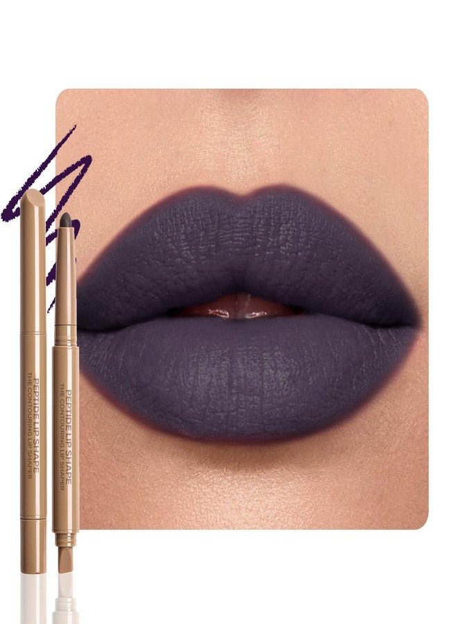 سويكي قلم تحديد الشفاه SUAKE Plump Matt Lipstick Lipliner Pencil Pack، قلم مقاوم للماء مع أداة دمج سيليكون لتحديد وتشكيل الشفاه، تركيبة كريمية ناعمة تدوم طويلاً لترطيب الشفاه - 10 بنفسجي داكن - Image 1