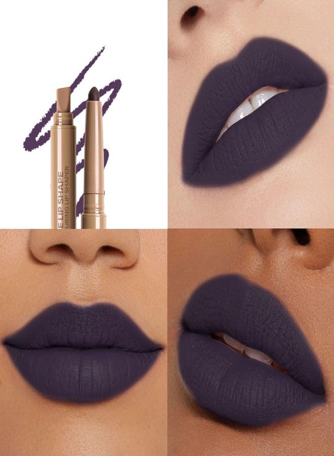 سويكي قلم تحديد الشفاه SUAKE Plump Matt Lipstick Lipliner Pencil Pack، قلم مقاوم للماء مع أداة دمج سيليكون لتحديد وتشكيل الشفاه، تركيبة كريمية ناعمة تدوم طويلاً لترطيب الشفاه - 10 بنفسجي داكن - Image 3