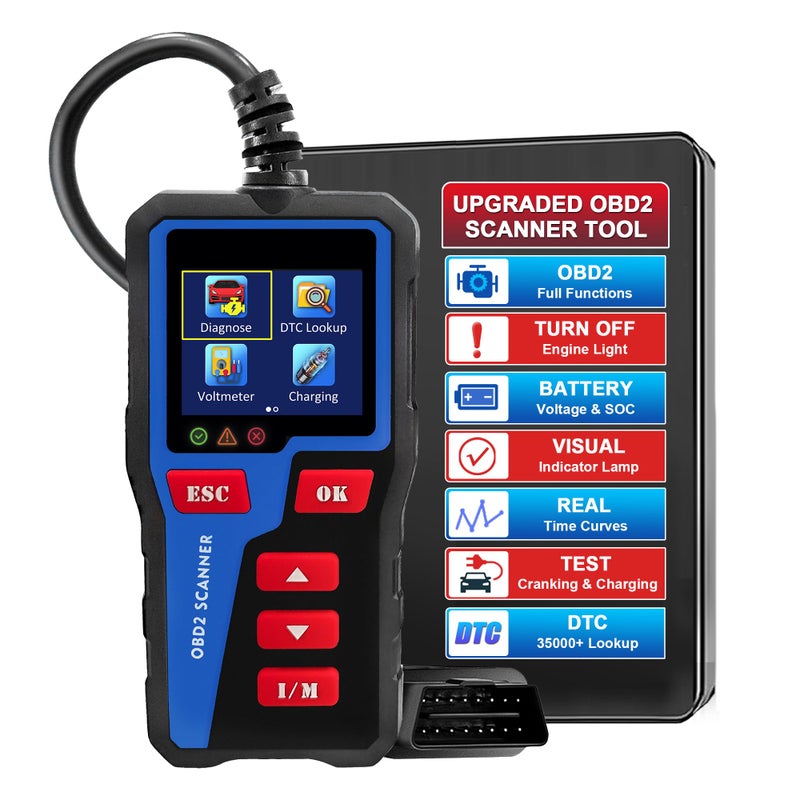 قارئ رموز السيارة AT300 OBD2 جهاز فحص رموز الأعطال ضوء فحص المحرك أداة تشخيص CAN لجميع سيارات بروتوكول OBDII اختبار دوران المحرك