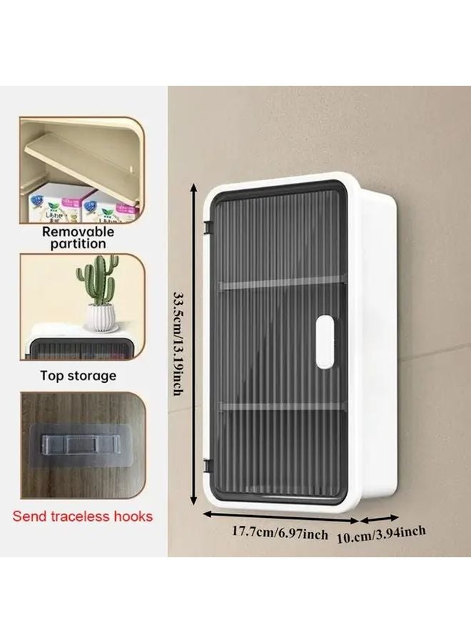 White Interlayer Toilet Paper Storage Box Wall Mounted Bathroom Organizer Space Saving Design - Image 4