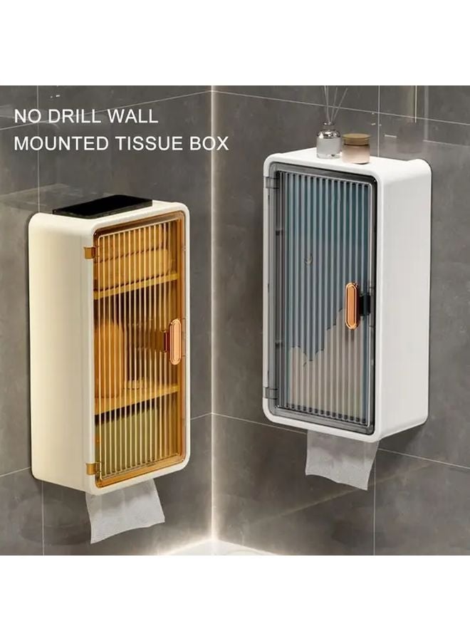 White Interlayer Toilet Paper Storage Box Wall Mounted Bathroom Organizer Space Saving Design - Image 3