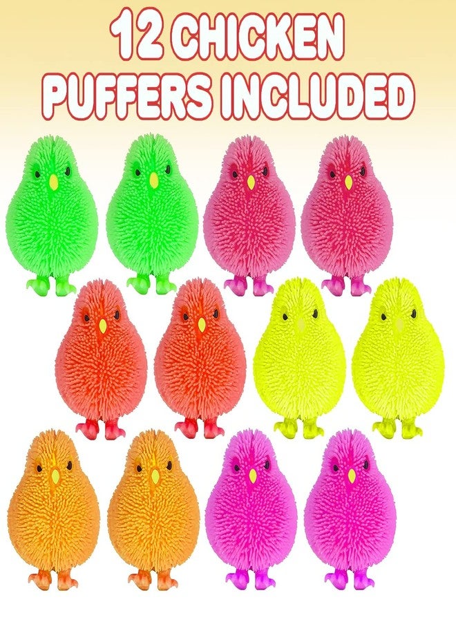ArtCreativity 3 Inch Chicken Puffer Toys for Kids (Pack of 12) Chick Surprise Toys for Filling Easter Eggs, Easter Party Favors, Egg Hunt Supplies, Stress Relief Toys for Kids, Assorted Neon Colors - Image 2