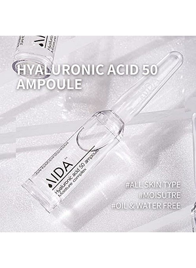 Aida Hyaluronic Acid 50 Moisture Ampoule Original (2021 Plastic Vials) 10Ea Dry Skin Day & Night Skincare Serum Brightening Moisturizing - Image 3