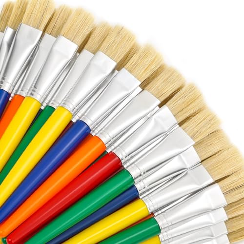 anezus 20 Pcs Large Chubby Paint Brushes Round and Flat Preschool Brushes for Washable Paint Acrylic Paint - Image 1