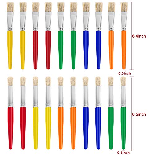 anezus 20 Pcs Large Chubby Paint Brushes Round and Flat Preschool Brushes for Washable Paint Acrylic Paint - Image 5