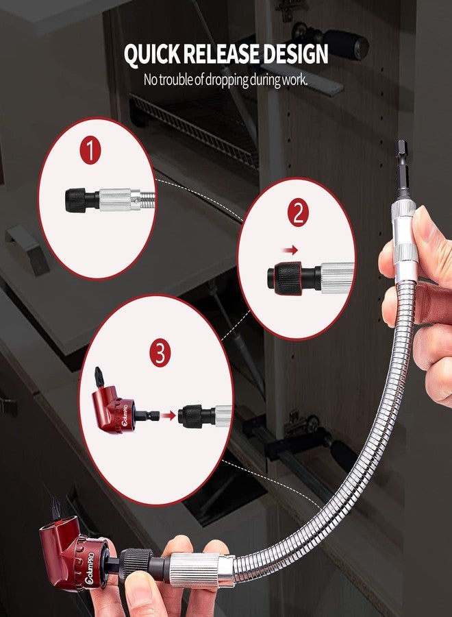 ColumPRO Hex Shank Screwdriver Quick Flexible Drill Bit Extension with Magnetic Right angle Drill Adapter,11.5" Long Flexible Drill Bit Extension - Image 3