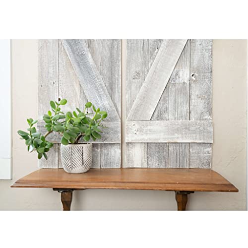 BarnwoodUSA LLC BARNWOODUSA Decorative Shutters Set of 2 Rustic Farmhouse Window Shutters with Traditional Barn Look Z Pattern Made from Reclaimed Wood Interior Country Style Decor White Wash 
