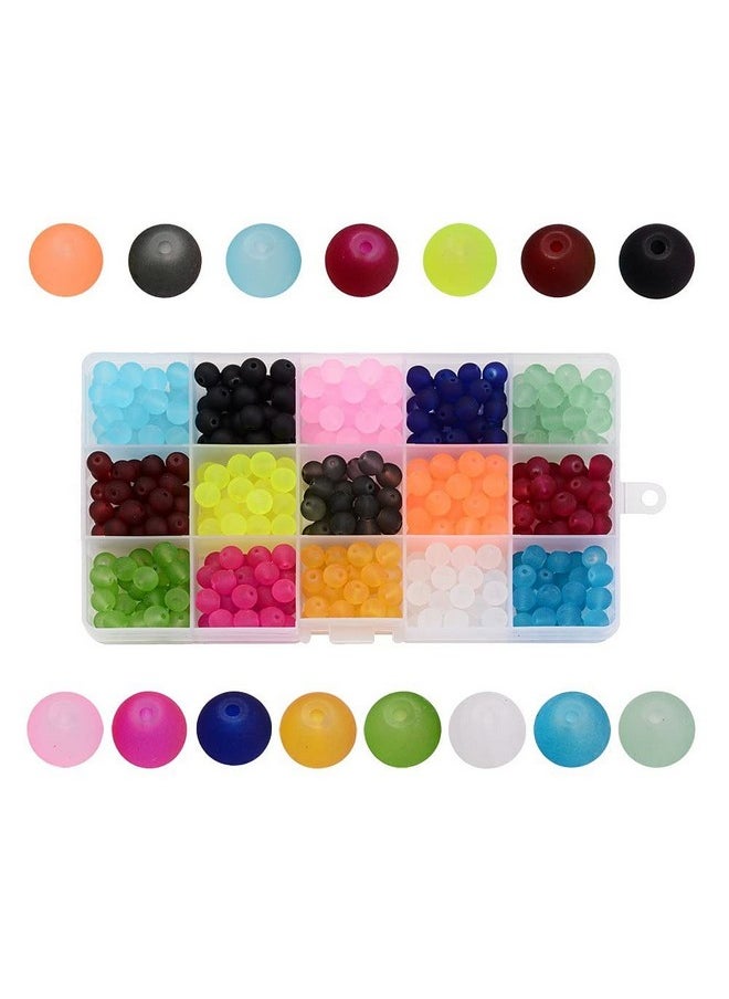 KISSITTY - About 600Pcs/Box 6Mm 15 Colors Frosted Glass Beads Round Crystal Necklace Earring Beads With Container For Diy Jewelry Making - Image 1