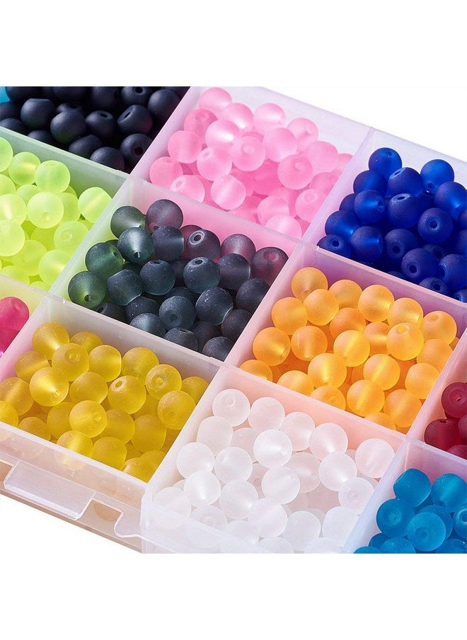 KISSITTY - About 600Pcs/Box 6Mm 15 Colors Frosted Glass Beads Round Crystal Necklace Earring Beads With Container For Diy Jewelry Making - Image 1