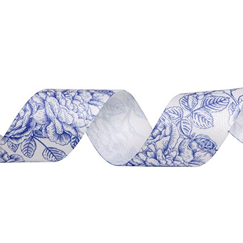 SIMISI RIBBON Cotton Ribbon 1-1/2 inch (38 mm) x 10 Yards. Decorative for DIY Crafts and Gift Wrapping - Special Flower Pattern(Flower 02) - Image 4