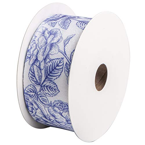 SIMISI RIBBON Cotton Ribbon 1-1/2 inch (38 mm) x 10 Yards. Decorative for DIY Crafts and Gift Wrapping - Special Flower Pattern(Flower 02) - Image 3