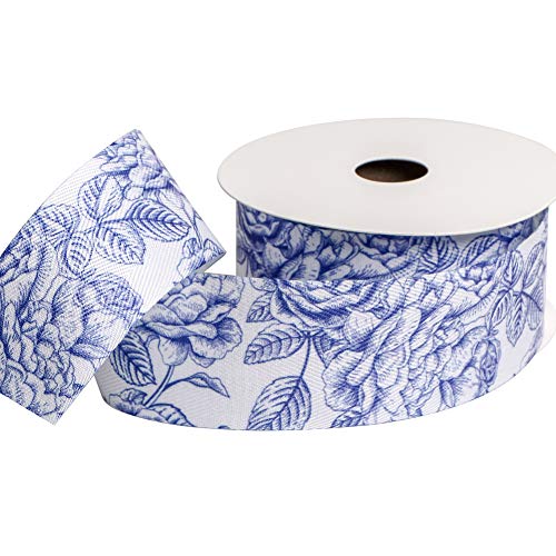 SIMISI RIBBON Cotton Ribbon 1-1/2 inch (38 mm) x 10 Yards. Decorative for DIY Crafts and Gift Wrapping - Special Flower Pattern(Flower 02) - Image 5