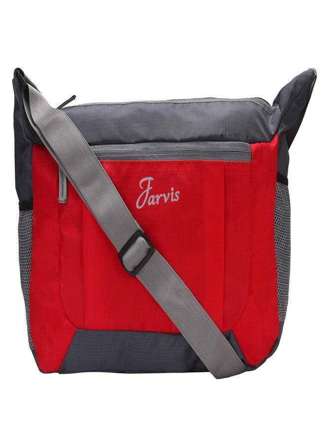 Jarvis Sling Bag for Men and Women - Cross Body Shoulder Bag for Travel, Office & College | Water Resistant Nylon, Adjustable Strap, Multiple Pockets, Fits A4 Size (Red) - Image 2