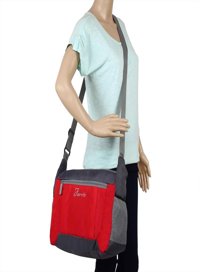 Jarvis Sling Bag for Men and Women - Cross Body Shoulder Bag for Travel, Office & College | Water Resistant Nylon, Adjustable Strap, Multiple Pockets, Fits A4 Size (Red) - Image 3