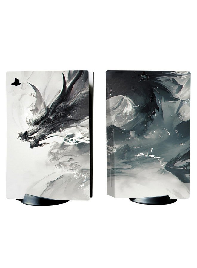 playvital Full Set Skin Decal For Ps5 Console Disc Edition, Vinyl Sticker Decal Cover For Ps5 Controller & Charging Station & Headset & Media Remote Ink Spirit Dragon - Image 4