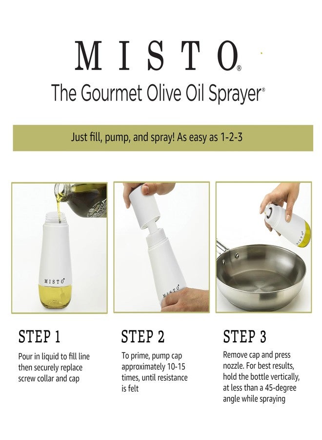 Misto Gourmet Olive Oil Sprayer for Cooking - Refillable Oil Mister Dispenser Bottle for Kitchen, Salads, Grilling, Air Fryer, White Plastic - Image 3