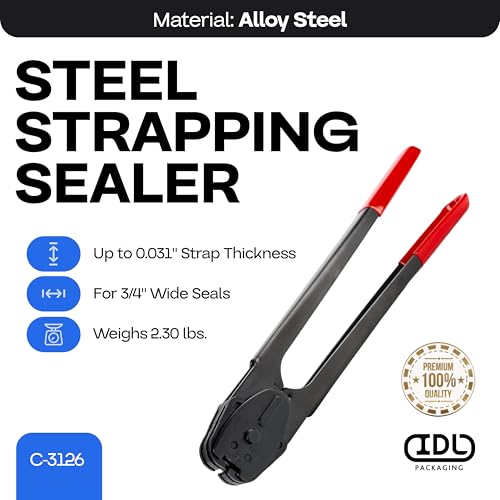 IDL Packaging C-3126 Double Notched Front Action Sealer/Crimper for 3/4" Steel Strapping – Durable Tool with Long Handle – Good for Horizontal and Vertical Operation – Heat-Treated Wearing Steel Parts - Image 2