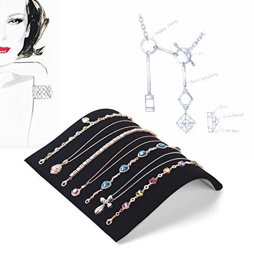 YOSOO Black Velvet Necklace Display, Hook Necklace Chain Pendant Show Tray, Jewelry Organizer Stand Holder, an Ideal Way to Store and Display 12 Necklaces at a Time - Image 3