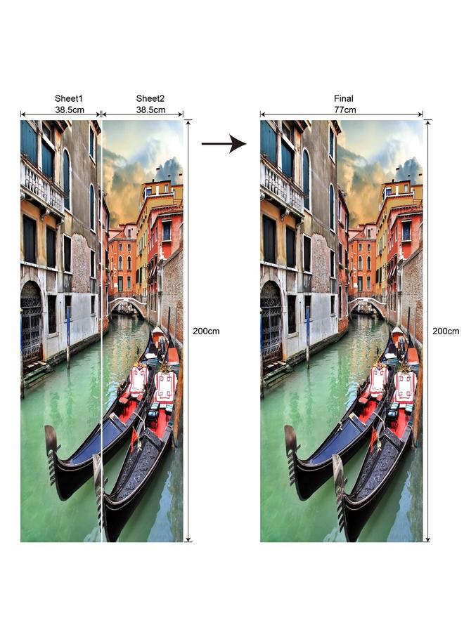 الأزرق جي دبليو ملصق ديكور سلسلة المناظر الطبيعية الخاصة 3D ملصق باب محاكاة قابل للإزالة ملصق الحائط غرفة النوم غرفة المعيشة تجديد ورق الحائط PVC - Image 1