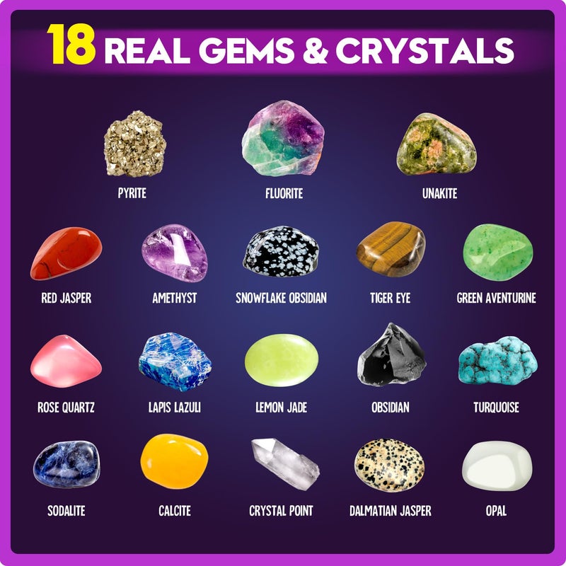 XXTOYS Gemstone Dig Kit - Dig Up 18 Real Gemstones and Crystals - Science Kits for Kids, STEM Toys for Age 6-8, Great Educational Geology Gifts for Boys & Girls Ages 5-7 - Image 4