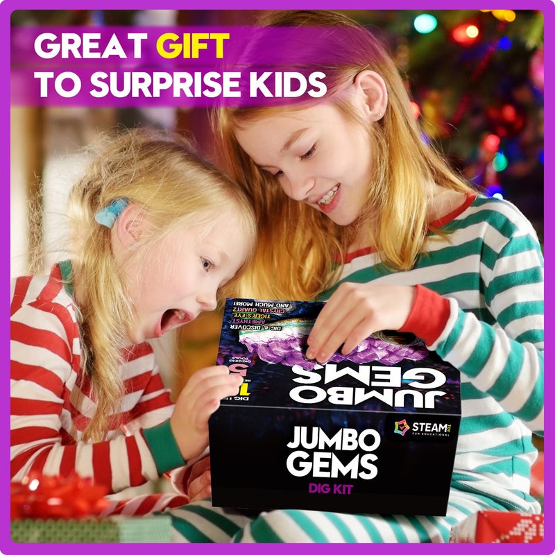 XXTOYS Gemstone Dig Kit - Dig Up 18 Real Gemstones and Crystals - Science Kits for Kids, STEM Toys for Age 6-8, Great Educational Geology Gifts for Boys & Girls Ages 5-7 - Image 2