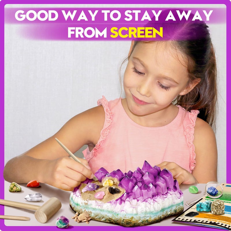 XXTOYS Gemstone Dig Kit - Dig Up 18 Real Gemstones and Crystals - Science Kits for Kids, STEM Toys for Age 6-8, Great Educational Geology Gifts for Boys & Girls Ages 5-7 - Image 3