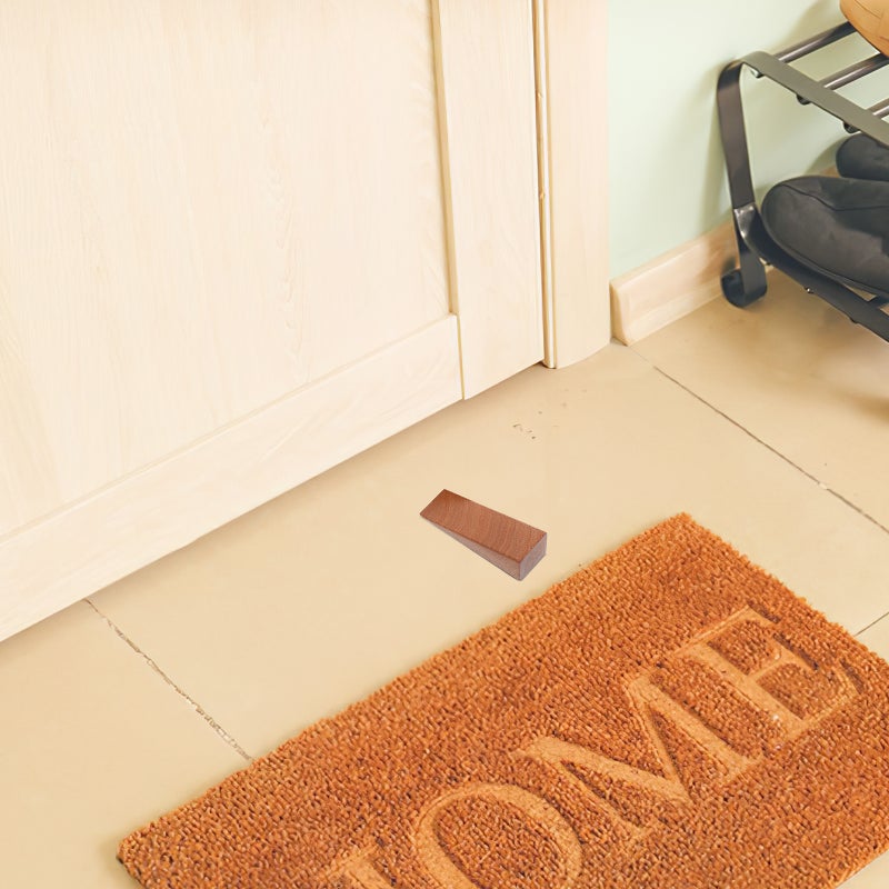 4pcs Wood Door Non- Doorstop Security Wood Block Safety Triangle Shape Door Holder For Office And Home Use Khaki - Image 4