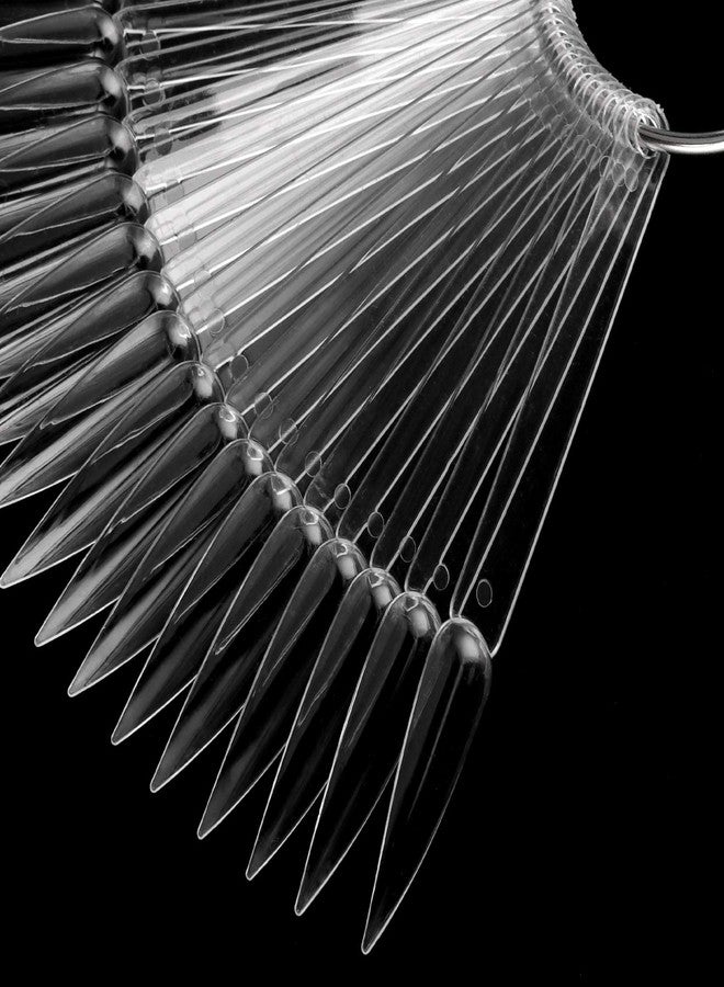 Kinjoek 8 Set Total 400 Pointed Tips Clear Nail Swatches Sticks Nail Art Supplies Practice Display Board for Nail Art Polish Display and Home DIY,transparent - Image 3