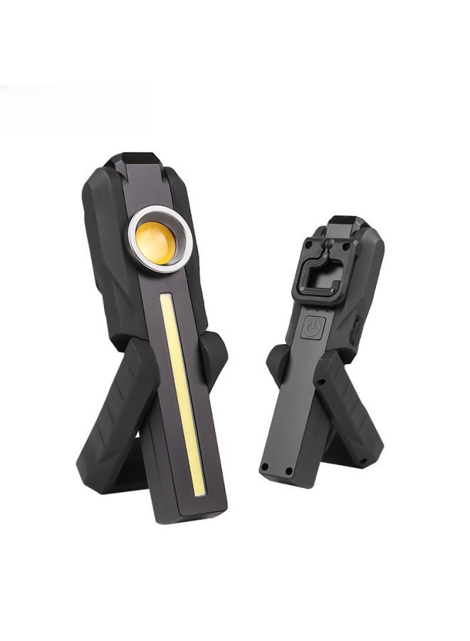 Loquat Multifunctional COB LED Foldable With Magnet Warning USB Charging Strong Light Work Light Car Inspection Light-Color:1902A Yellow Light - Image 1