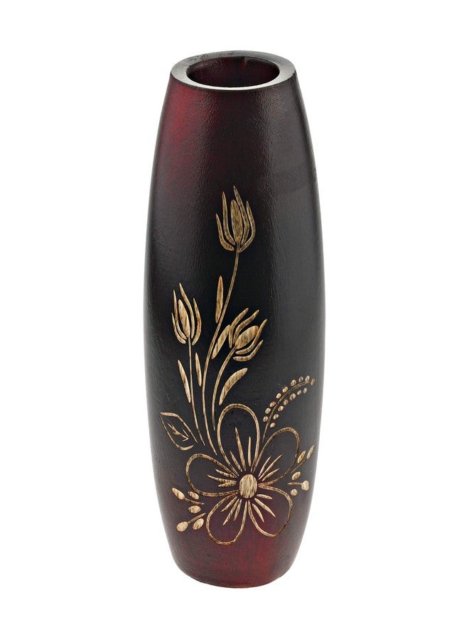 AeraVida Bold and Vibrant Flower Garden Red Mango Tree Wood Flower Vase | Hand-Carved Decorative Wooden Vase for Home or Office | Rustic Nature-Inspired - Image 1