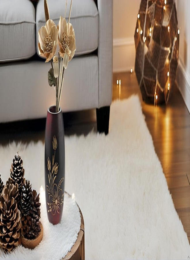 AeraVida Bold and Vibrant Flower Garden Red Mango Tree Wood Flower Vase | Hand-Carved Decorative Wooden Vase for Home or Office | Rustic Nature-Inspired - Image 3