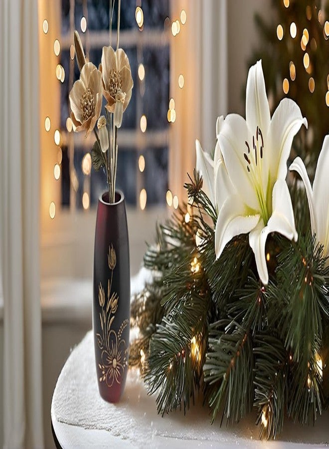 AeraVida Bold and Vibrant Flower Garden Red Mango Tree Wood Flower Vase | Hand-Carved Decorative Wooden Vase for Home or Office | Rustic Nature-Inspired - Image 2