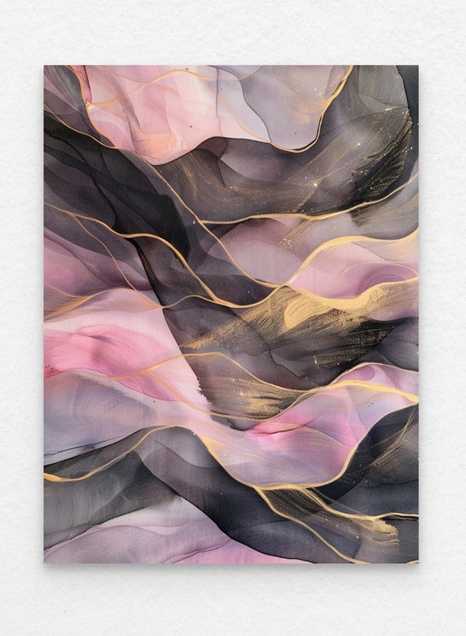 Art Decor Art Decor Pink and Grey Water Color Ink Style Abstract Art with Gold Accents Wall Art with Matboard Framed Fine Art Wall Décor for Living Room Bedroom Dining Room Office Gifting - Image 3